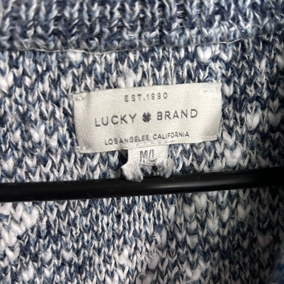 Lucky Brand Blue Aztec Southwestern Pattern Cardigan Sweater Size M - Picture 2 of 6